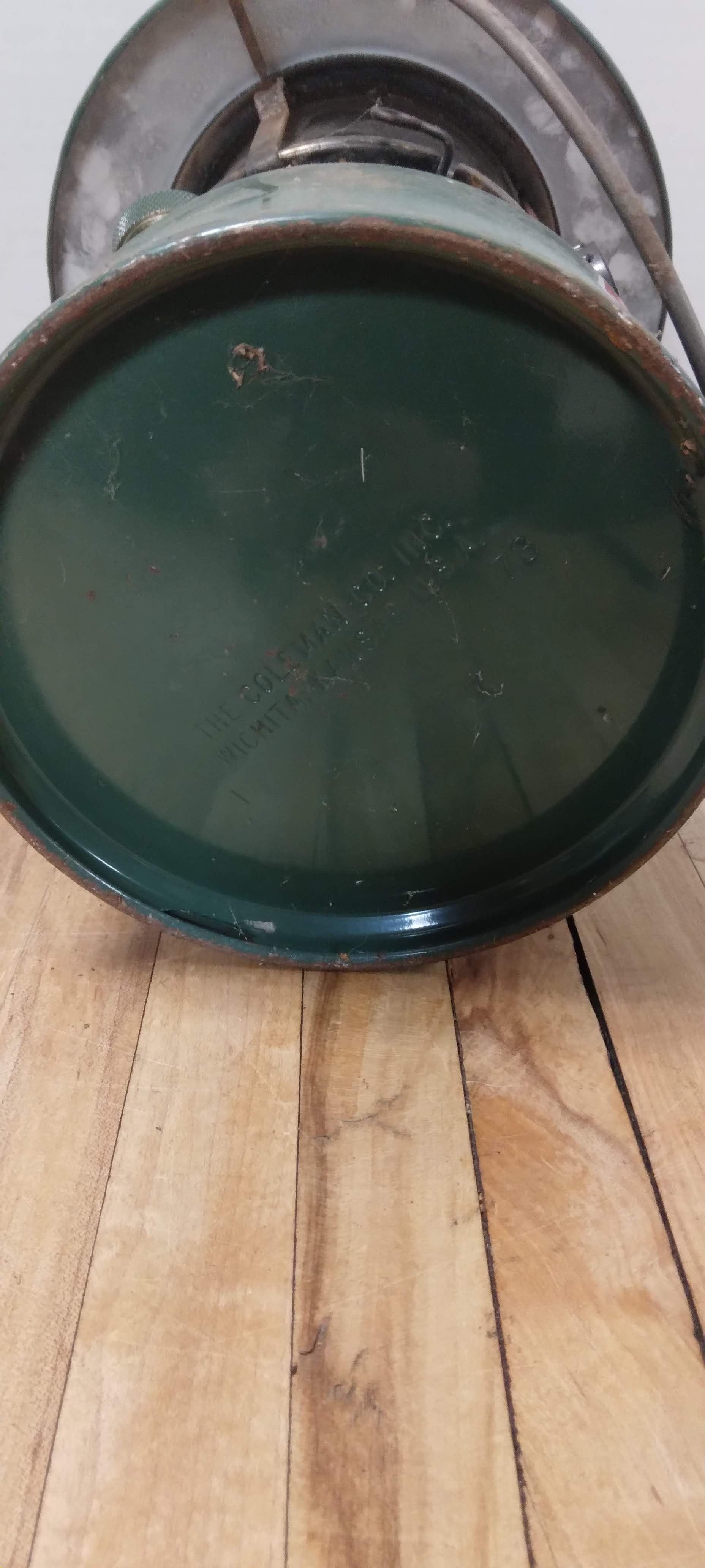 Vintage Green Coleman Model 228F Big Hat Lantern