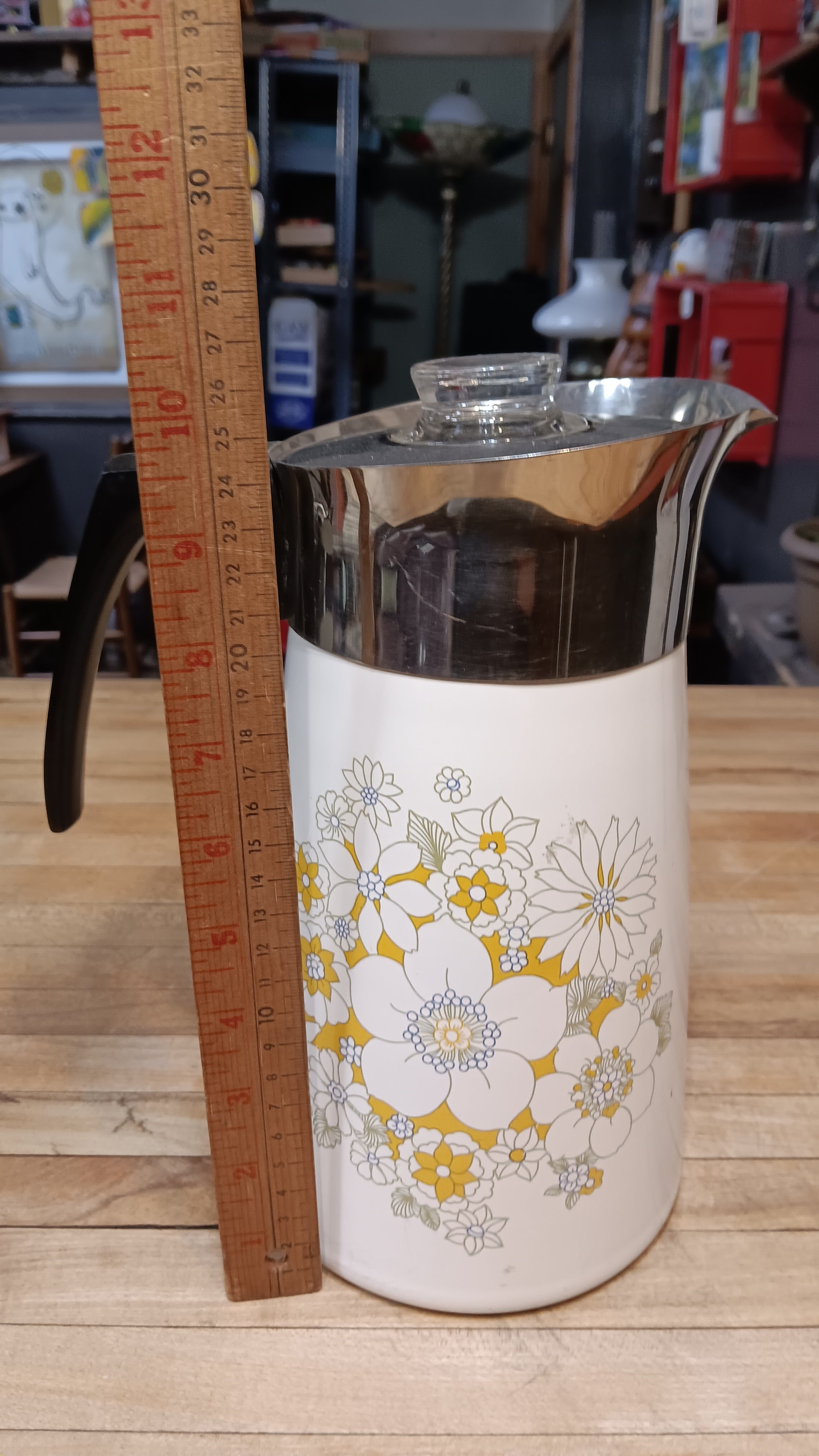 Vintage 9 Cup Corningware Floral Bouquet Ceramic Percolator Coffee Pot Rusty Raven LLC